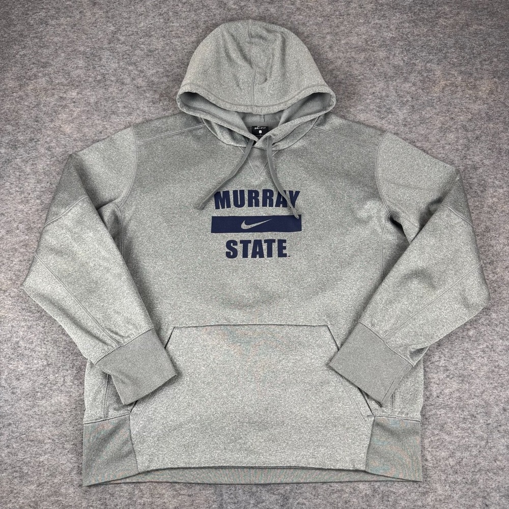 Nike Dri Fit Murray State Racers Therma Hoodie Sweatshirt Gray Mens Large L
